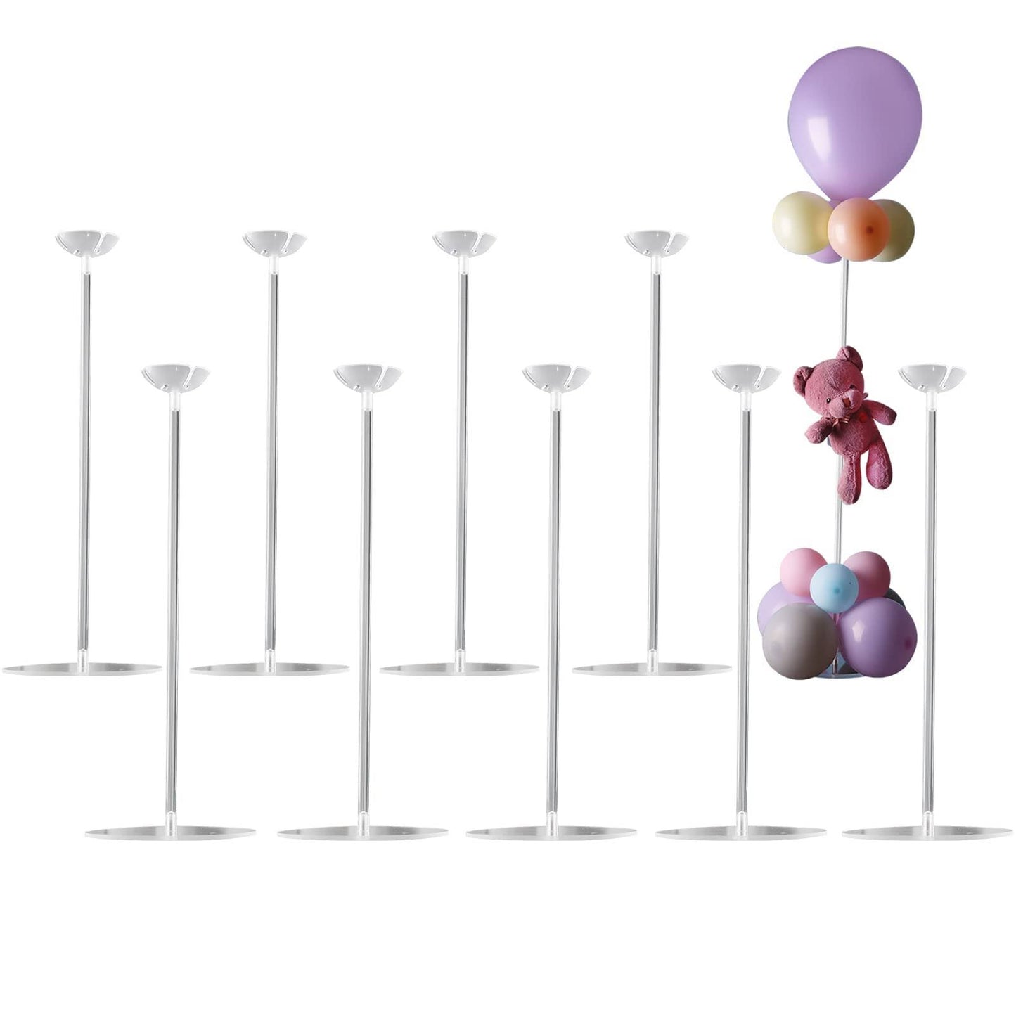 YALLOVE Clear Acrylic Tabletop Balloon Stand Kit Adjustable Height Balloon Stick Holder with Base for Centerpiece Party